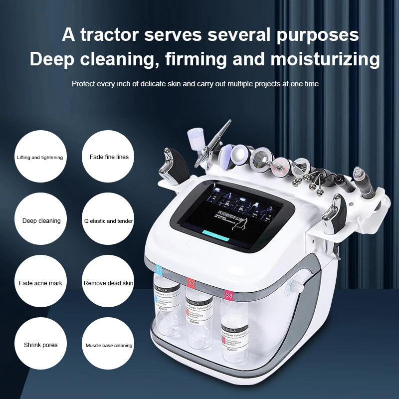 XHUODADA 10 In 1 Aqua Peeling Lift Skin Bubble Moisturizer Oxygen Facial Device For Cleansing And Dermabrasion