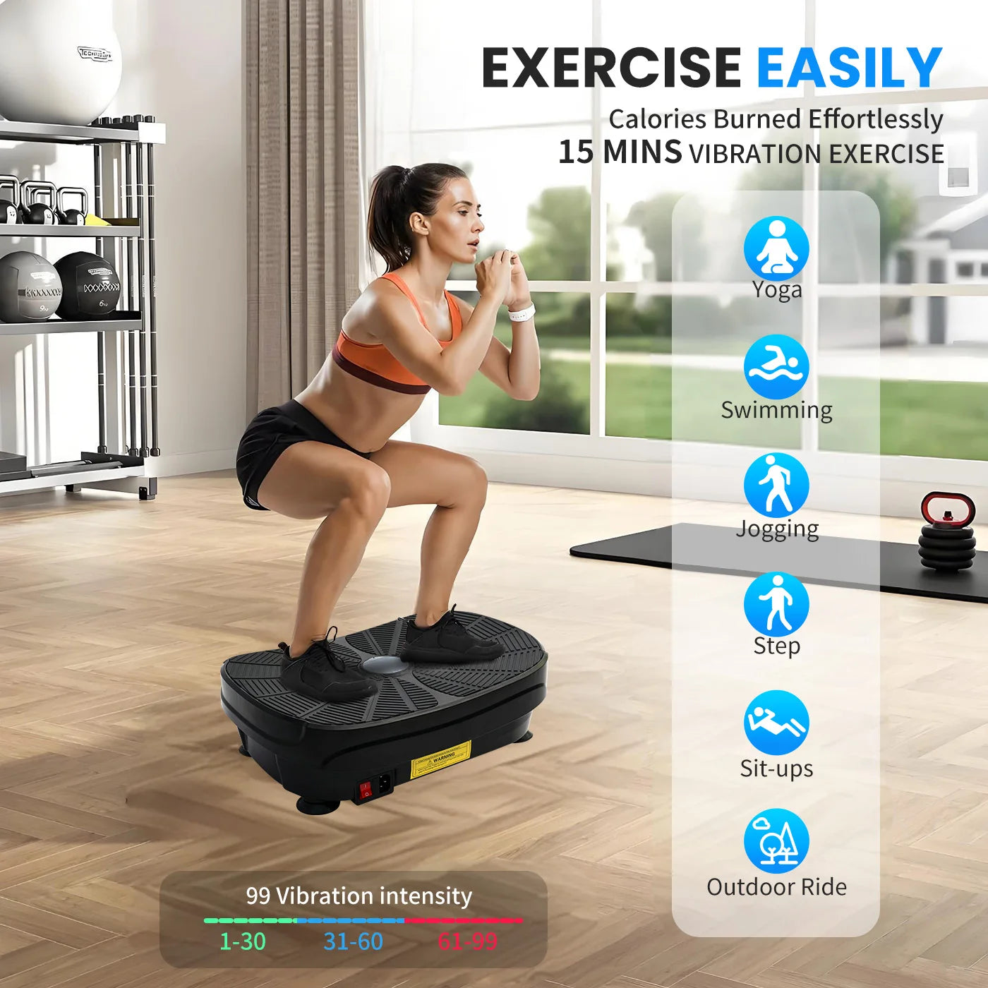 Vibration Plate Exercise Machine Kit With Resistance Bands