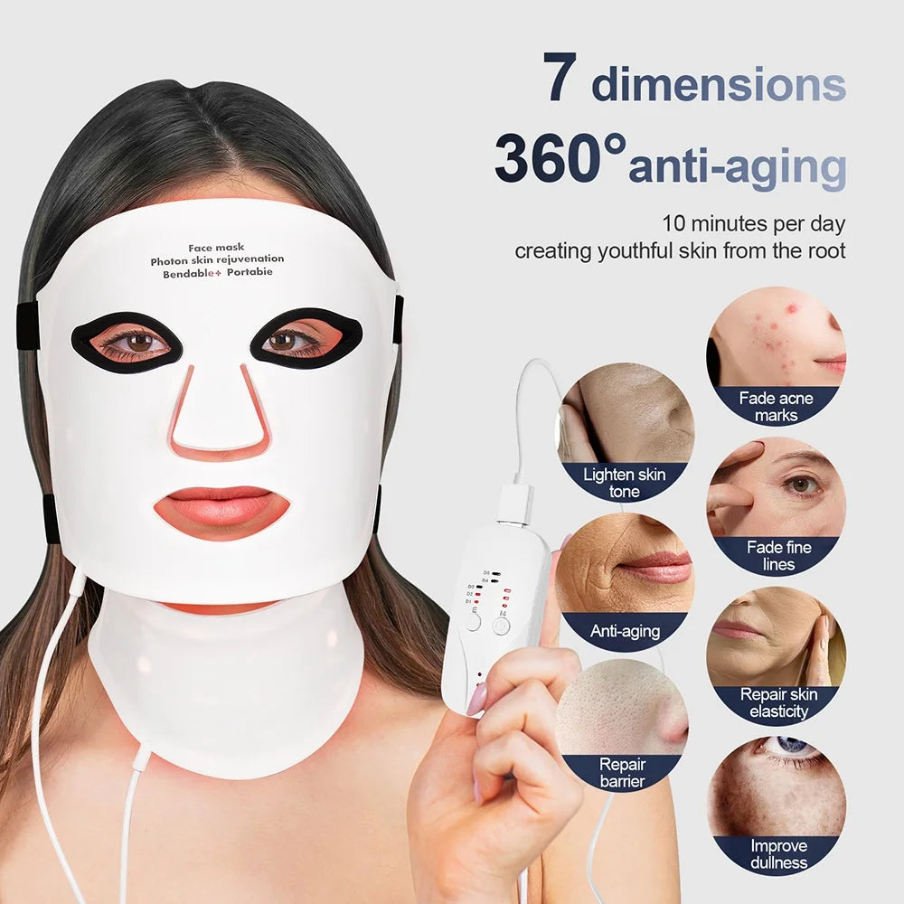 Foreverlily Silicone LED Mask With Neck Photon Therapy