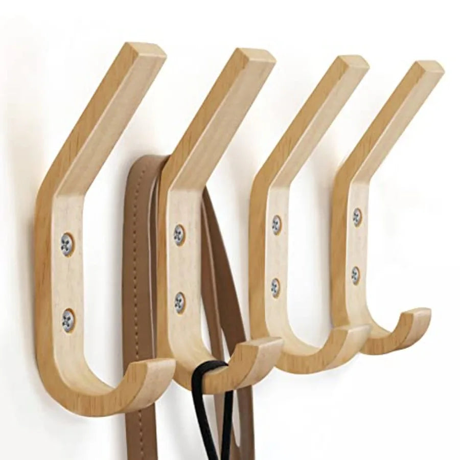 HeavyDuty WallMounted WoodenCoatHooks NaturalOak For Organization AndStorage HomeUse