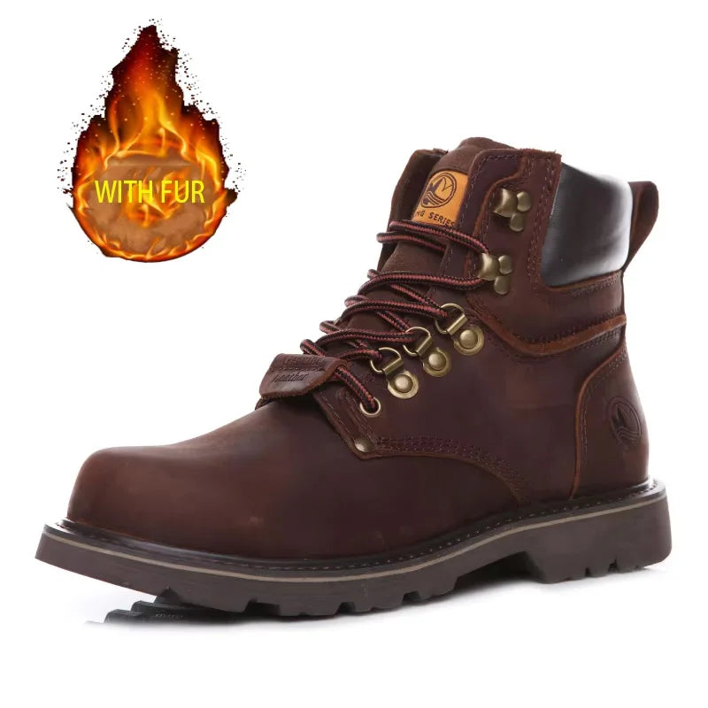 KOWMCN Unisex Cowhide Hiking Shoes Waterproof Tactical Boots