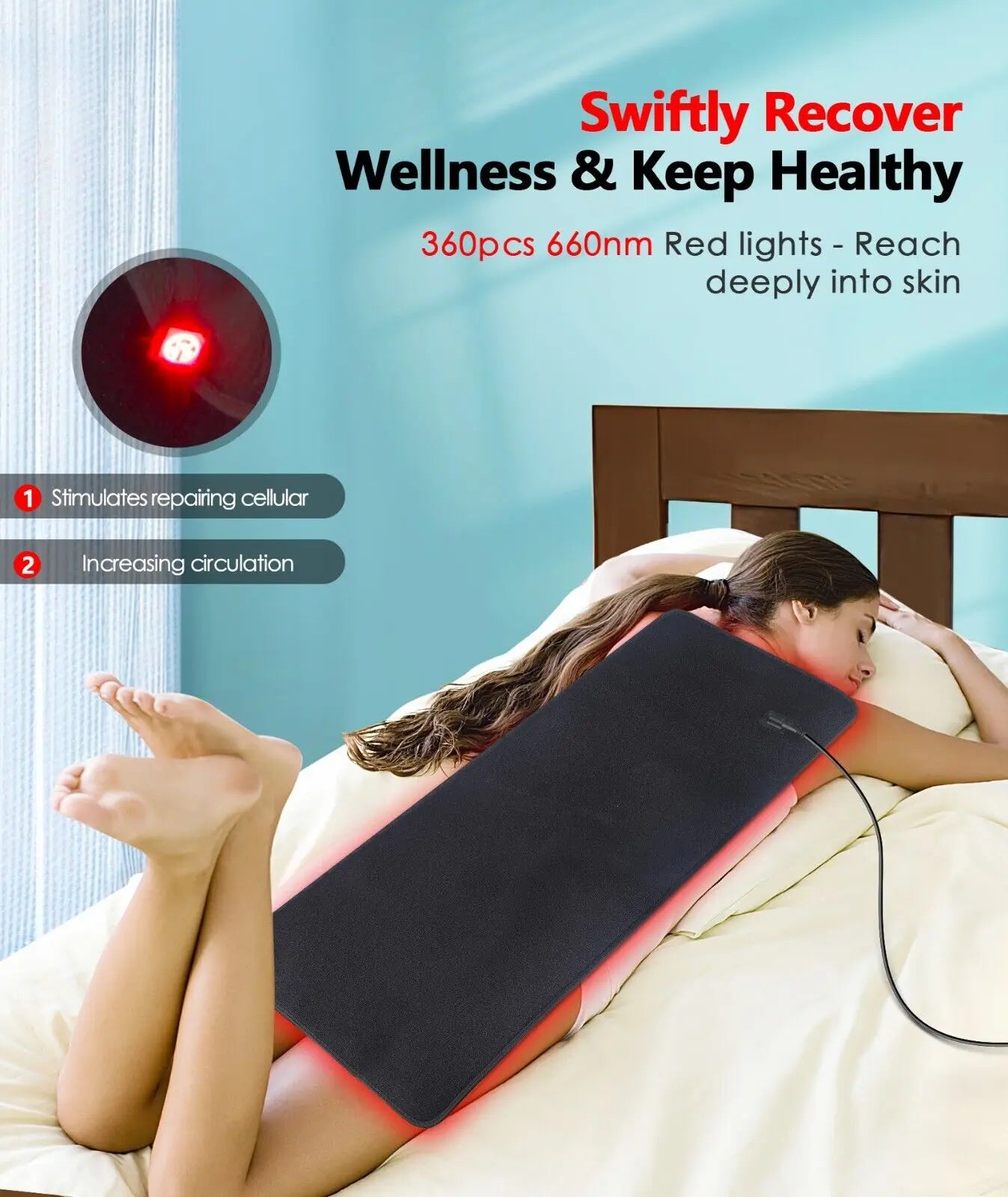 660nm&850nm Infrared Light Therapy Pad Back Shoulder Waist Thigh Comfortable Massage Relieve Tired Pain Red Light Heating Pads