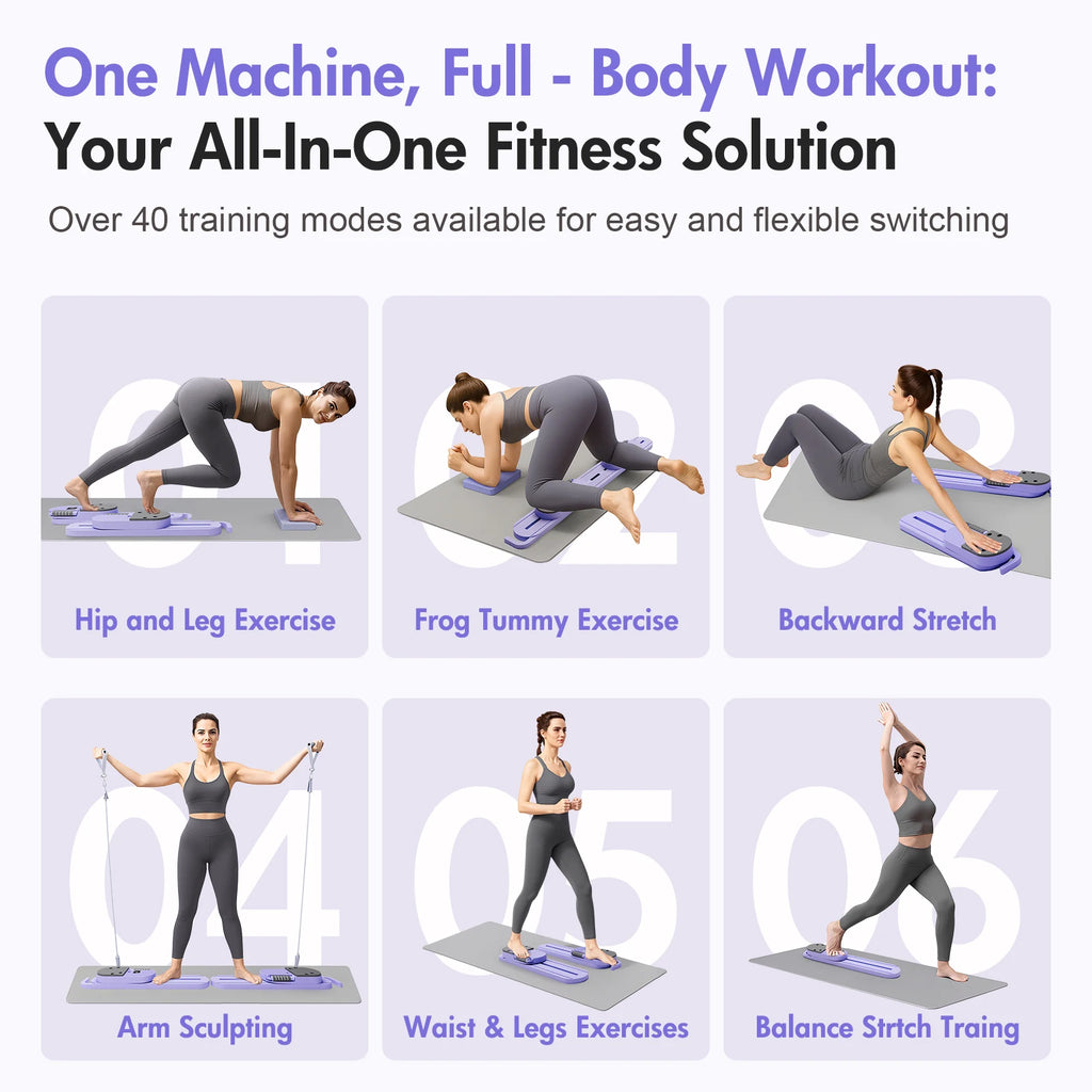 Pilates Reformer Board Portable Split Resistance Gym with LCD Display