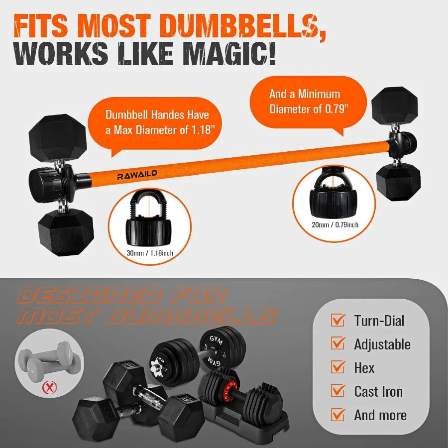 Dumbbell Converter To Barbell Set For Bench Press And More
