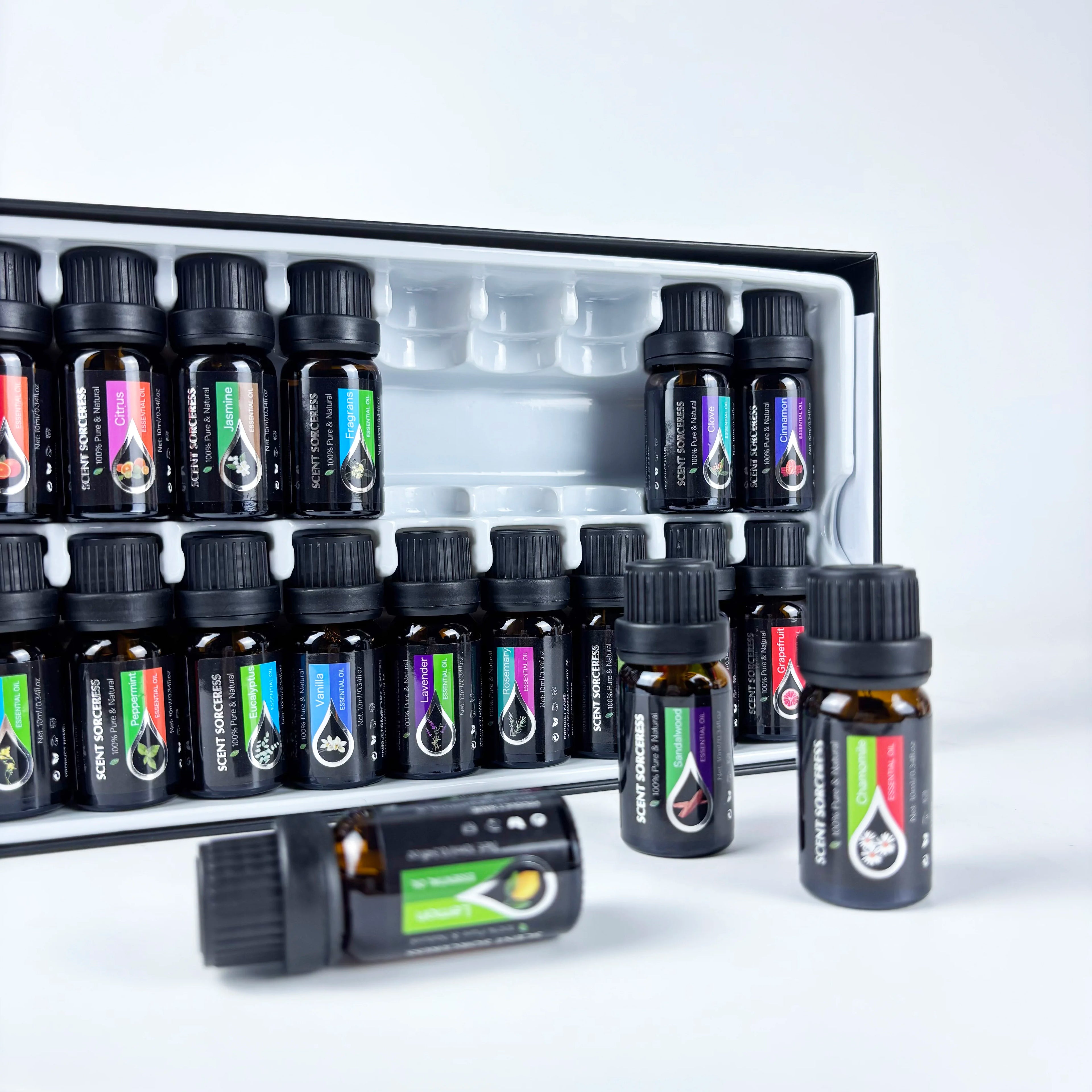 Scent Sorceress 20Pcs Essential Oil Set Lavender Eucalyptus Lemon Orange