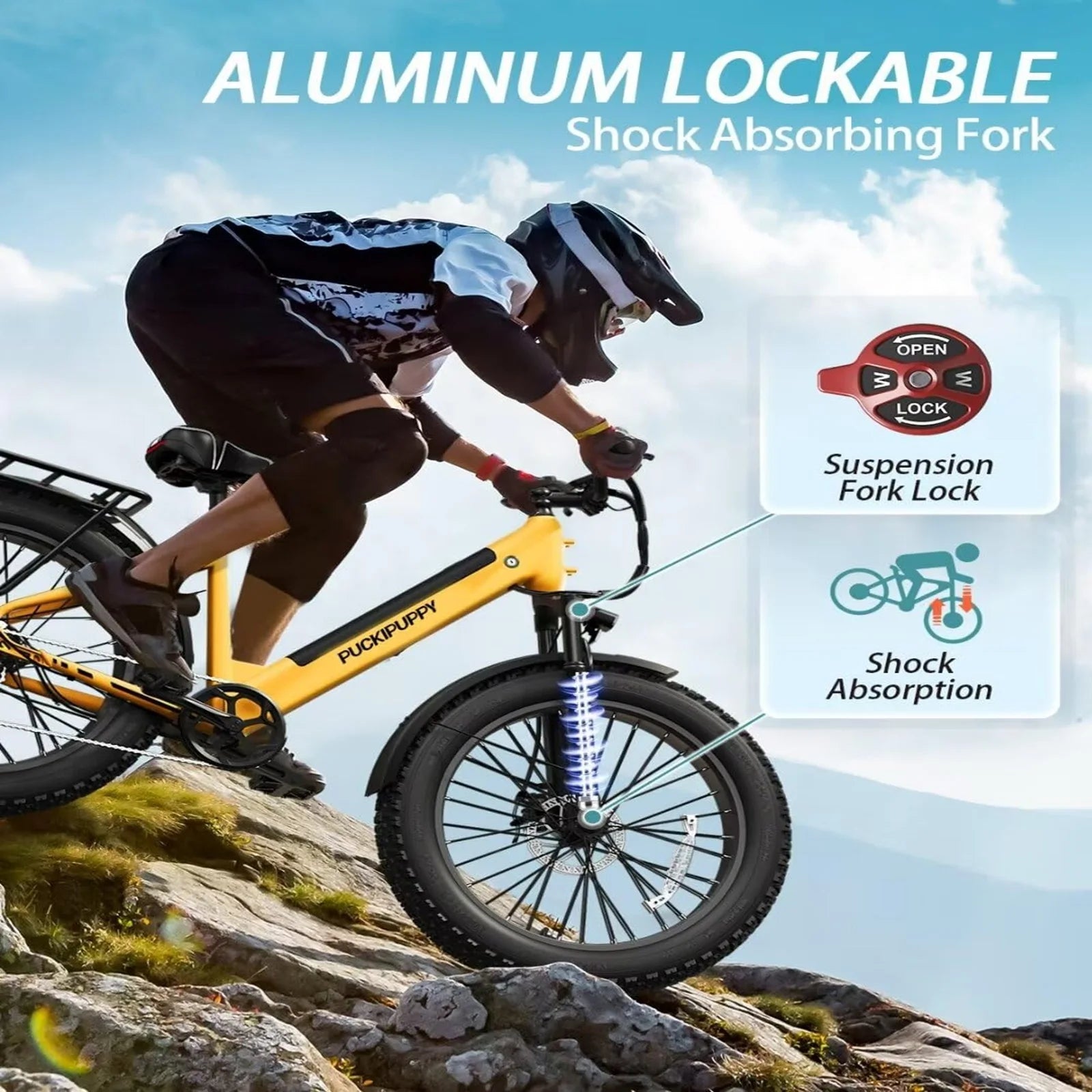 PUCKIPUPPY Samoyed Electric Bike 960W Peak 28MPH Fat Tire Warranty