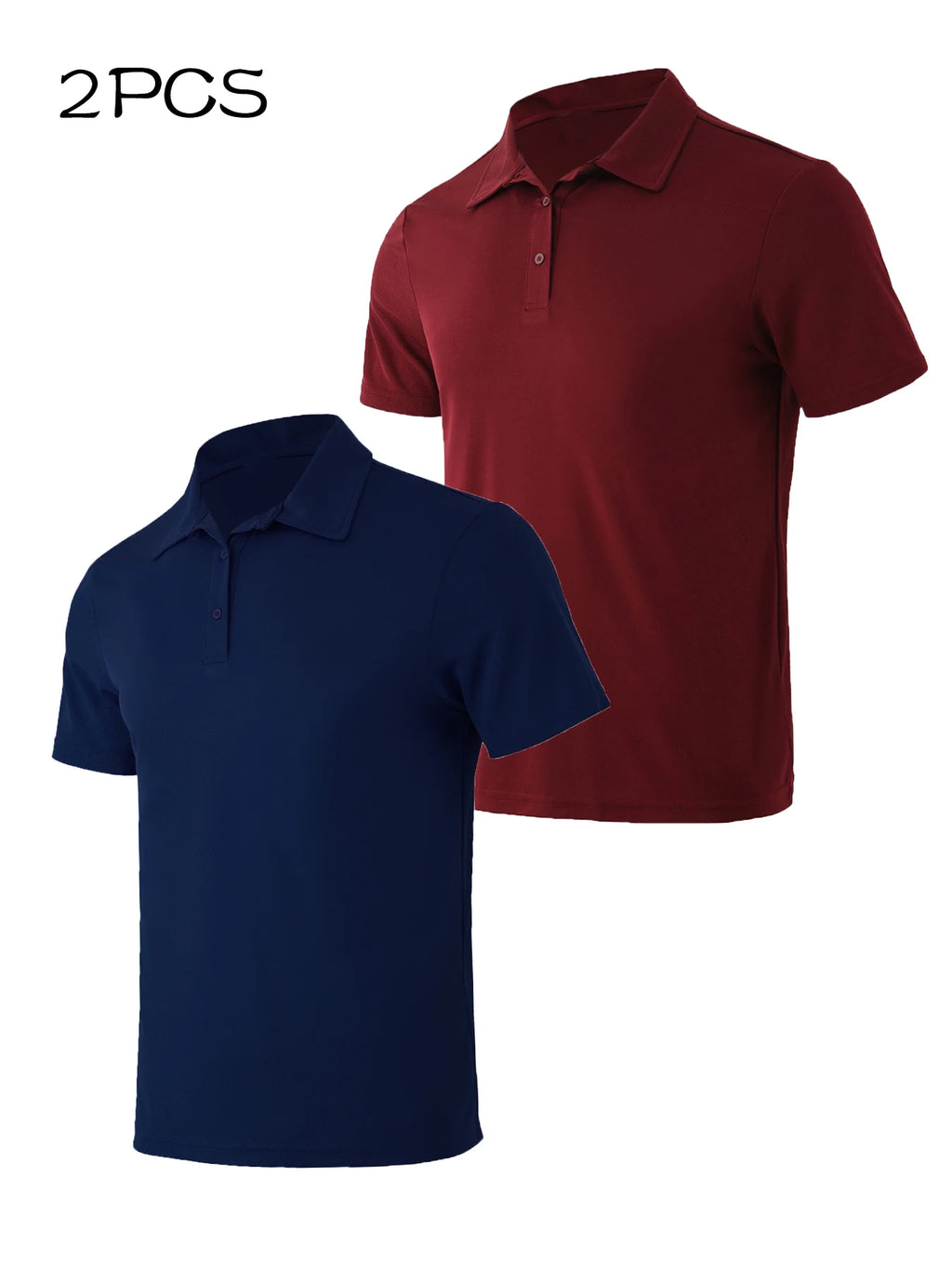 2Pack Men's Polo Shirts Short Sleeve Summer Quick Dry Ultra Comfortable Golf Athletic T-Shirts Slim Fit Casual Sports Workout Golf Tees