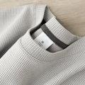 Waffle Short Sleeved T-shirt for Men and Women Summer Japanese Round Neck Half Sleeved Top Loose Casual Solid Color T-shirt