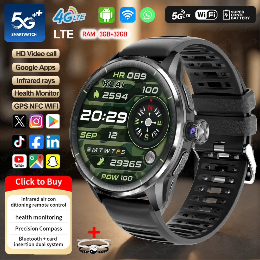 5G and 4G Smartwatch with AMOLED Display and Google Play