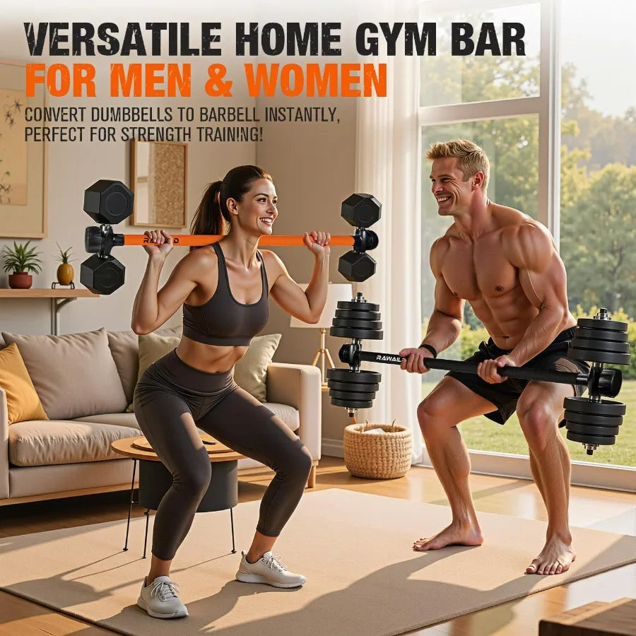 Dumbbell Converter To Barbell Set For Bench Press And More