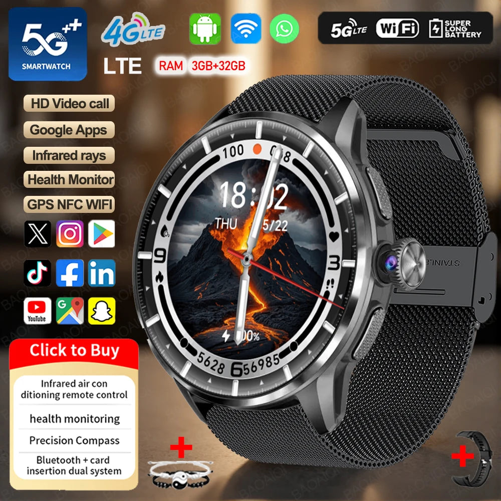 5G and 4G Smartwatch with AMOLED Display and Google Play