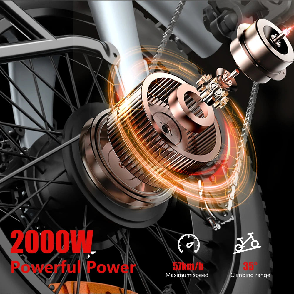 HX 2000W Electric Mountain Bike 48V 20Ah Fat Tire Edition