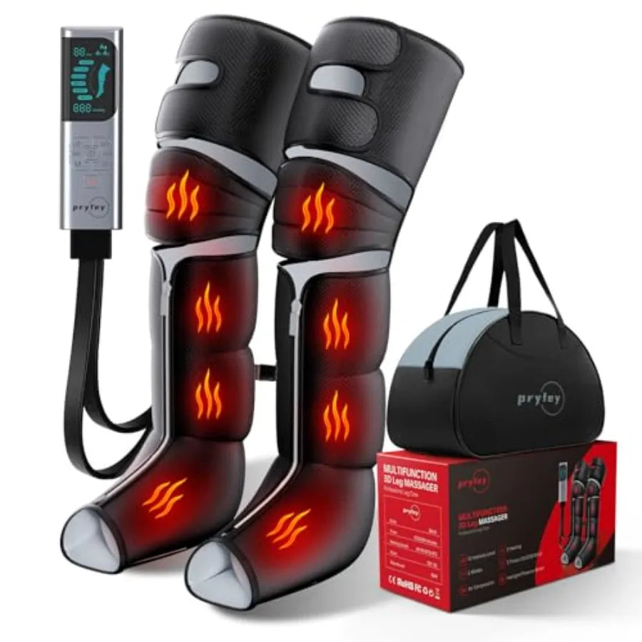 Leg Massager with Heat and Compression Foot Massager for Circulation and Pain Relief 3 Timers 12 Intensity 6 Modes 3 Heating wi