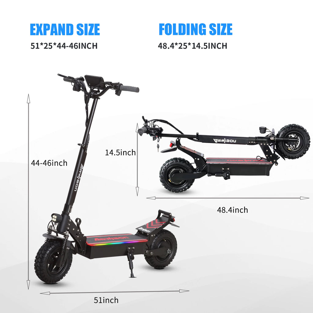 Arwibon Q30 Adult Electric Scooter 2500W Motor Top Speed 30MPH, 48V13/16AH, 11 Inch Off-Road Tires Sport Folding EScooter