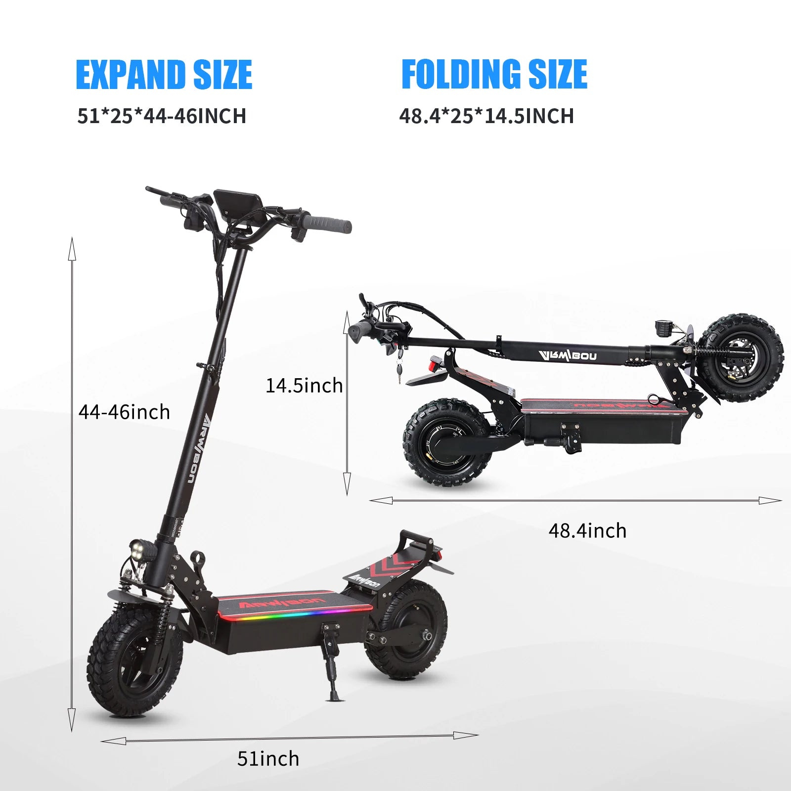 Arwibon Q30 Adult Electric Scooter 2500W Motor Top Speed 30MPH, 48V13/16AH, 11 Inch Off-Road Tires Sport Folding EScooter