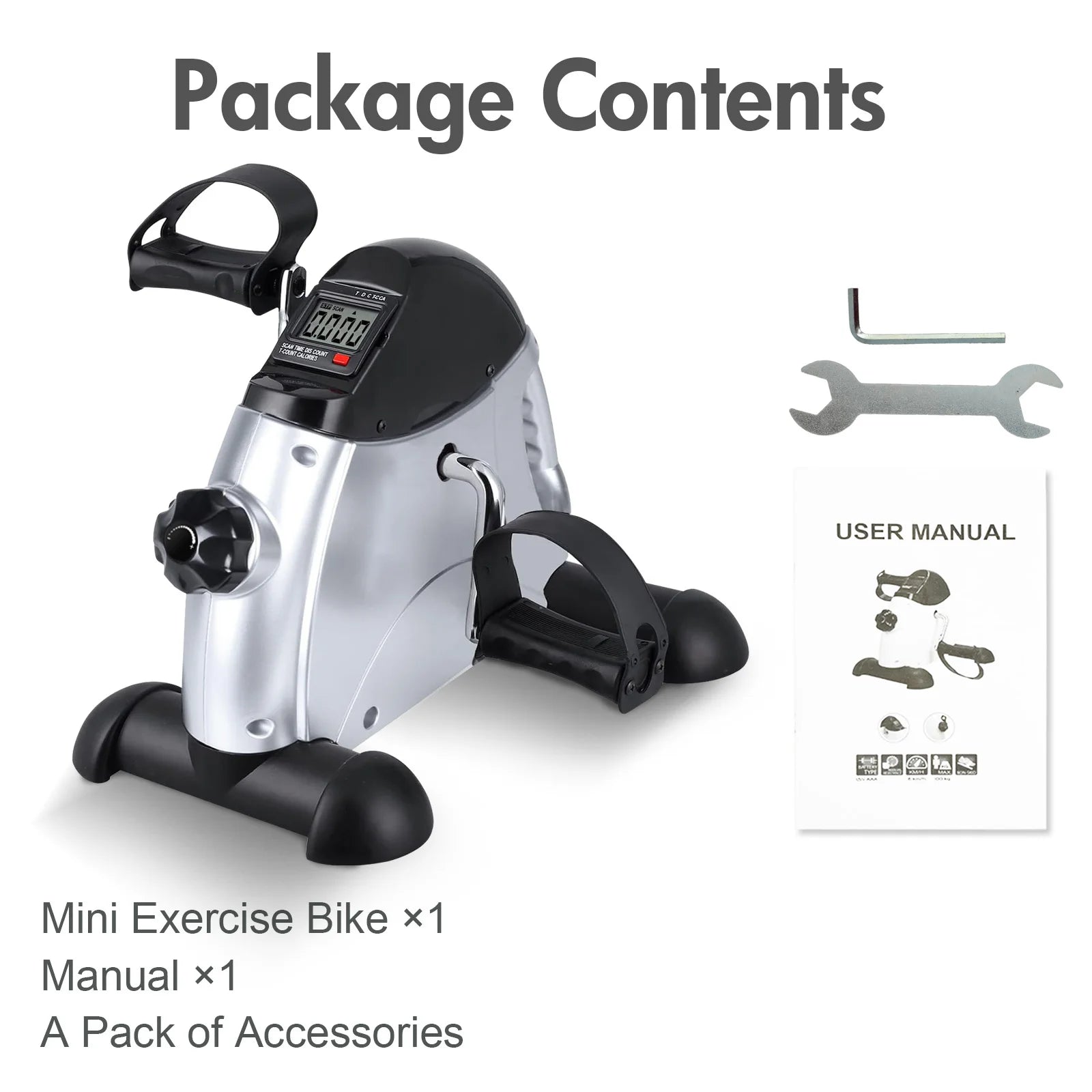 Mini Under Desk Pedal Exerciser Multi-Function LCD Display