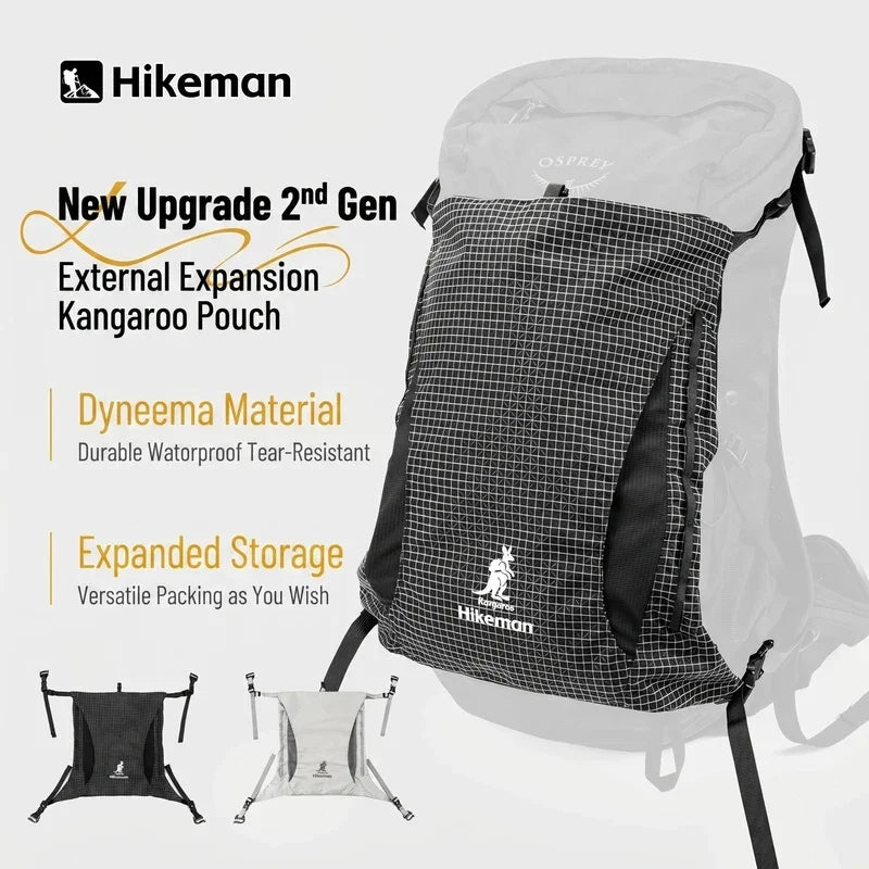 Waterproof UHMWPE Backpack Expansion Pouch Anti-Tear Adjustable External Storage Bag for Hiking Camping and Outdoor Adventures