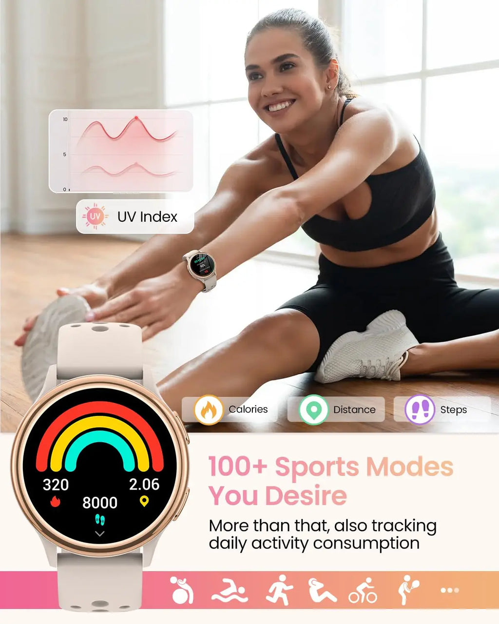 AnyloopCa Women Smartwatch FitnessTracker Bluetooth53 Calls HealthMonitor Faces Wellness