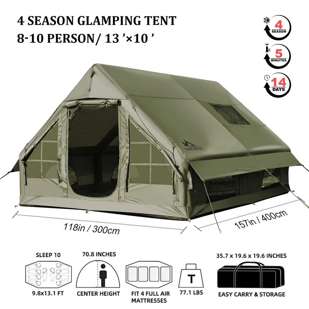 SENLEETO Waterproof Inflatable Camping Tent For Four Season Use