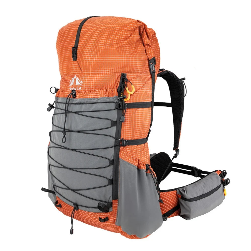 Night Cat Internal-Frame Hiking Backpack with Roll Top Rain Cover