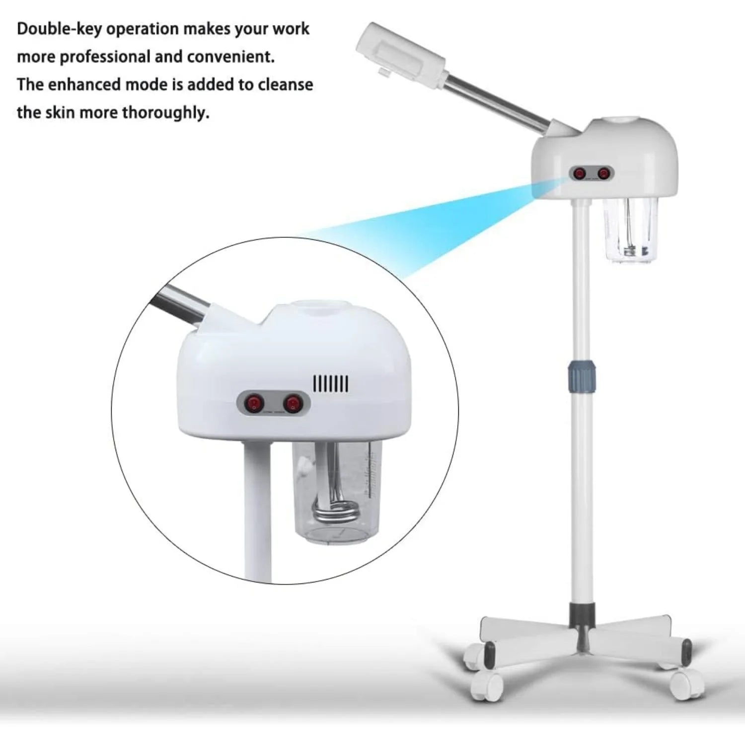 Bymaocar Facial Steamer With 360 Degree Rotating Nozzle Pore Cleansing