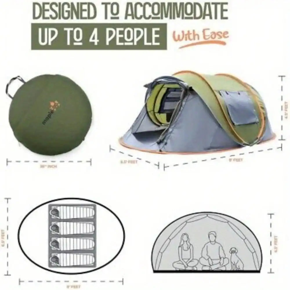 Easy Pop Up Camping Tent With Two Doors UPF50 Waterproof