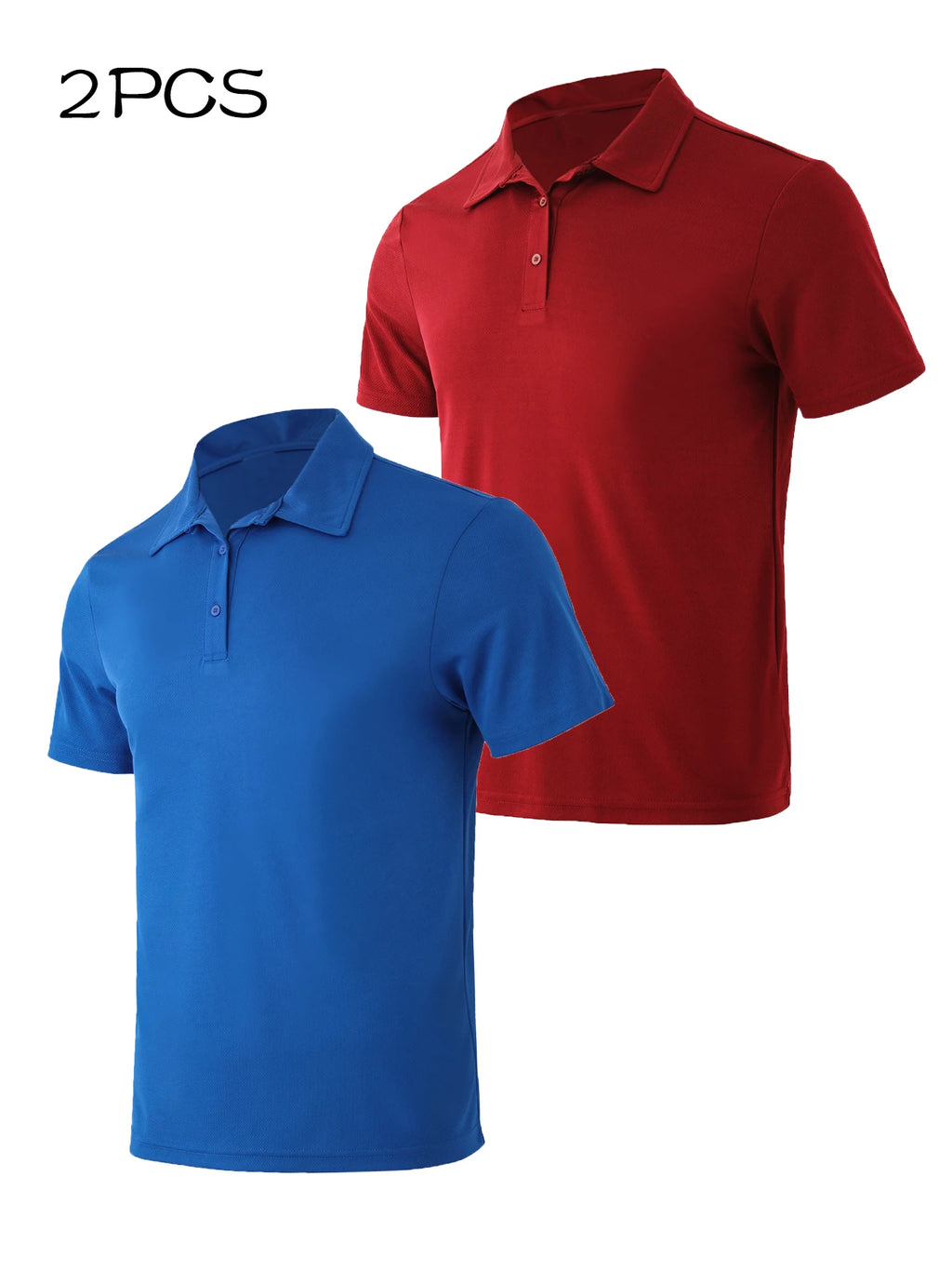 2Pack Men's Polo Shirts Short Sleeve Summer Quick Dry Ultra Comfortable Golf Athletic T-Shirts Slim Fit Casual Sports Workout Golf Tees