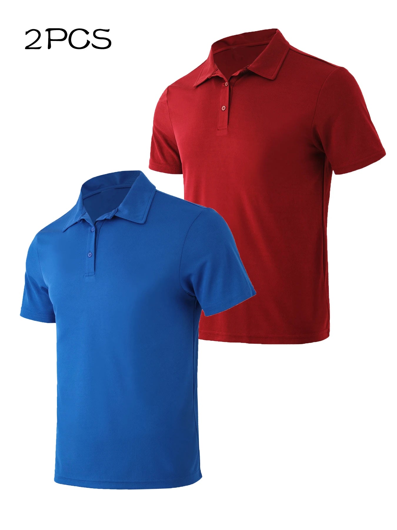 2Pack Men's Polo Shirts Short Sleeve Summer Quick Dry Ultra Comfortable Golf Athletic T-Shirts Slim Fit Casual Sports Workout Golf Tees
