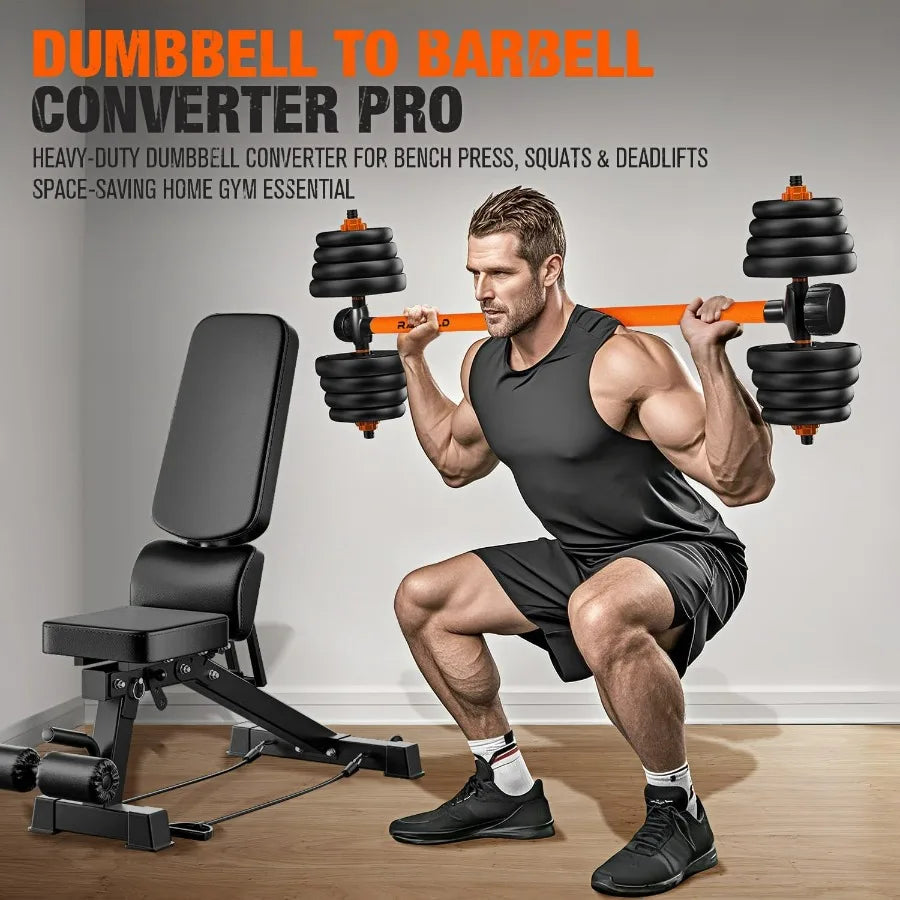 Dumbbell Converter To Barbell Set For Bench Press And More
