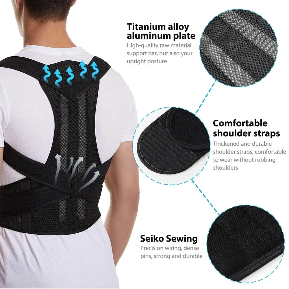 Jiehu Adjustable Back Brace Posture Corrector For Lumbar And Shoulder