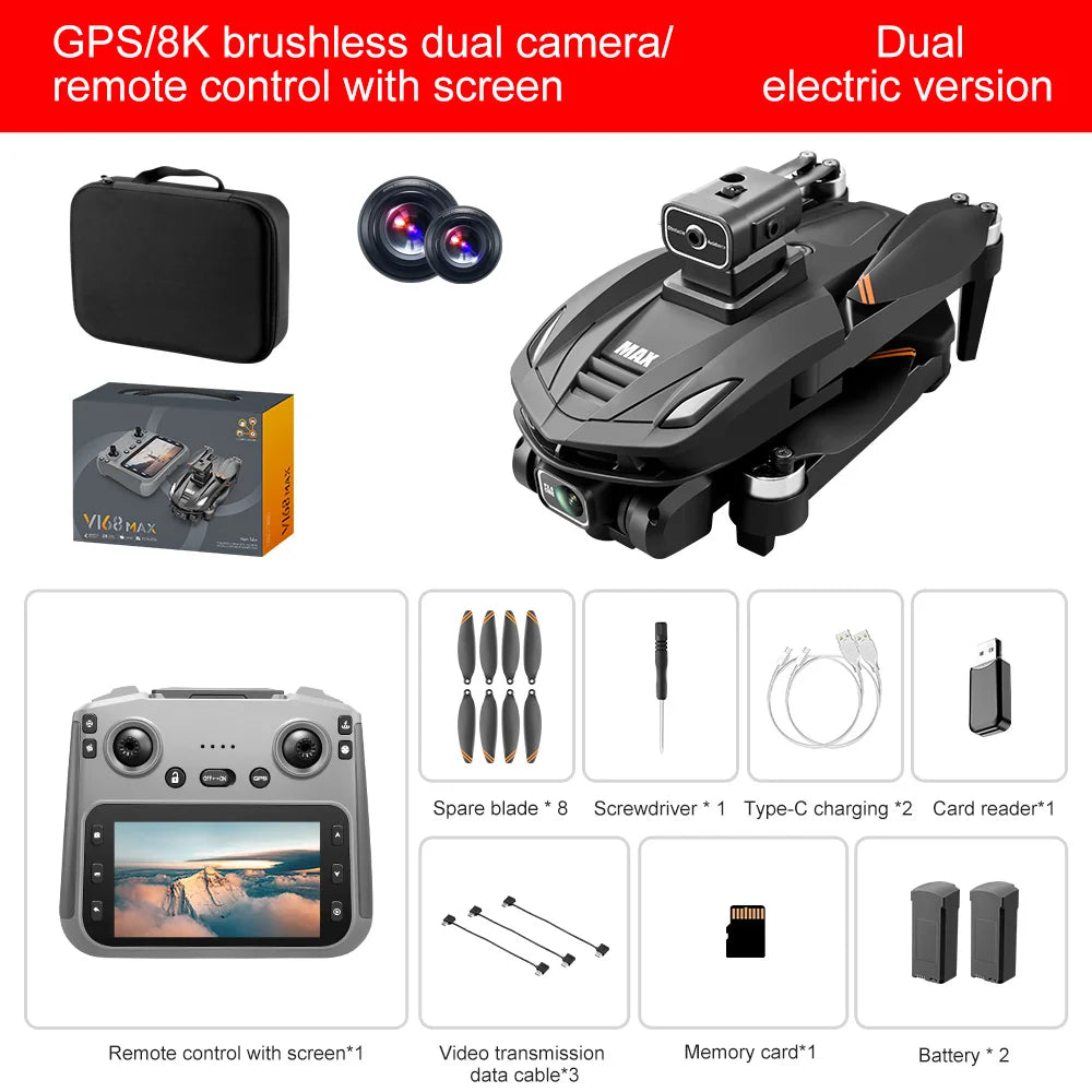 V168 Max Drone With Dual Cameras 5G WiFi FPV System