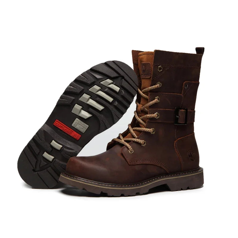 KOWMCN Unisex Cowhide Hiking Shoes Waterproof Tactical Boots
