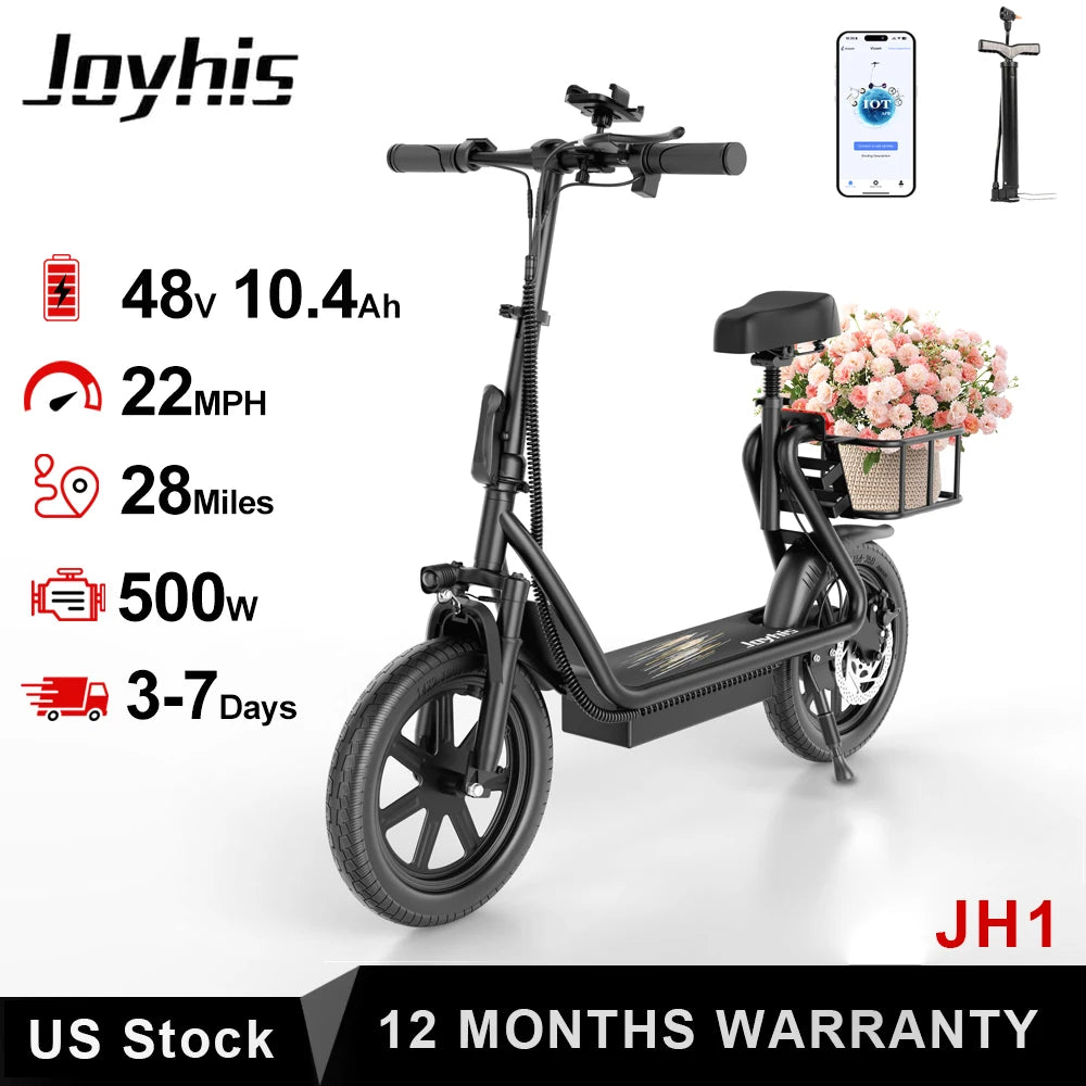 Joyhis JH1 Electric Scooter With Seat 500W Motor 48V