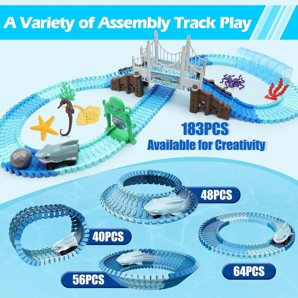 VATOS Shark Racing Car Toy Oceanic Track Set For Kids