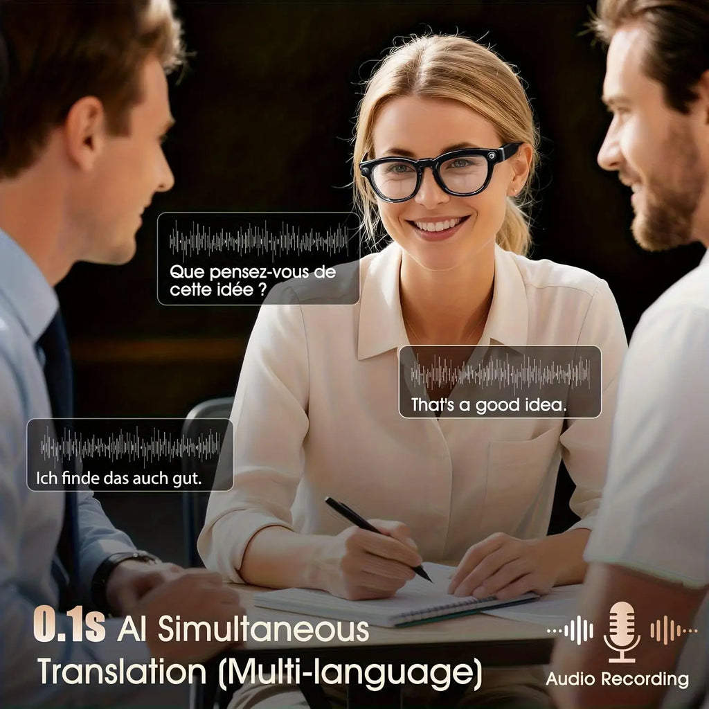 Smart Glasses Real Time Translation AI Chat Assistant with Microphones