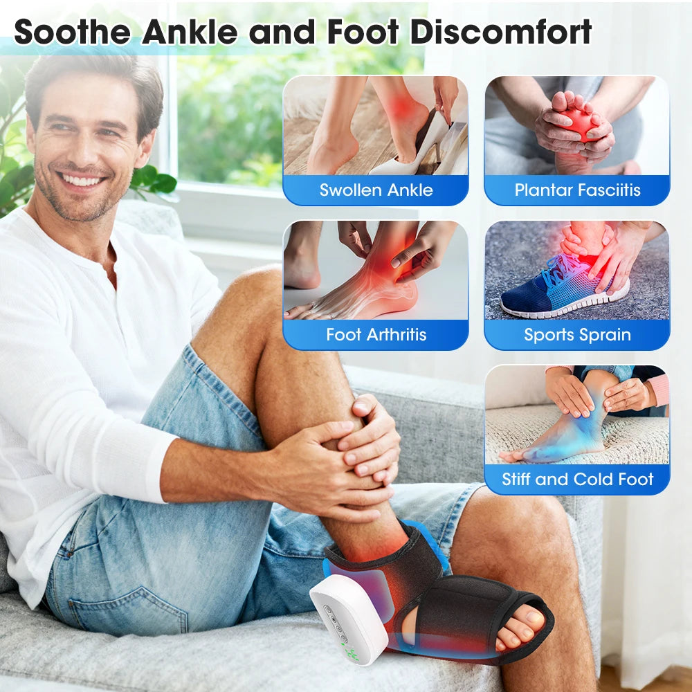 Hailicare Heated Ankle Foot Massager With Air Compression 4 Levels