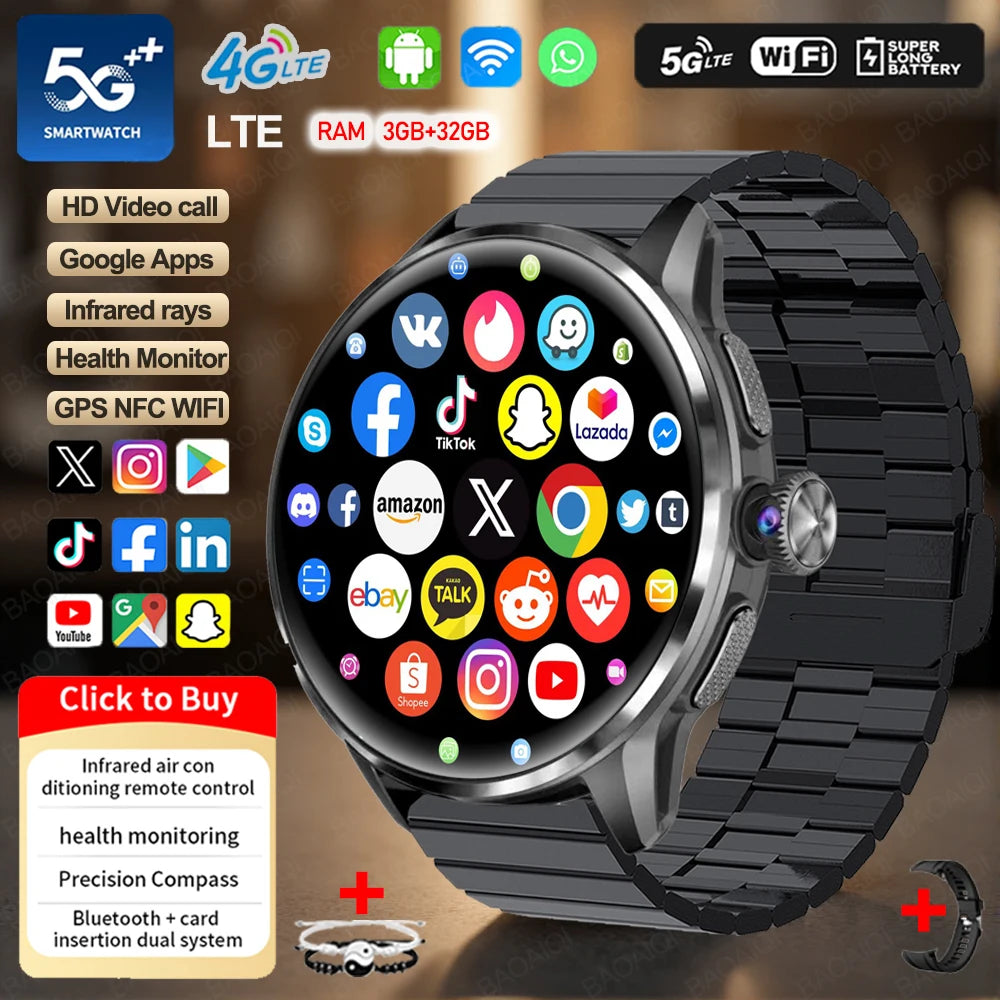 5G and 4G Smartwatch with AMOLED Display and Google Play