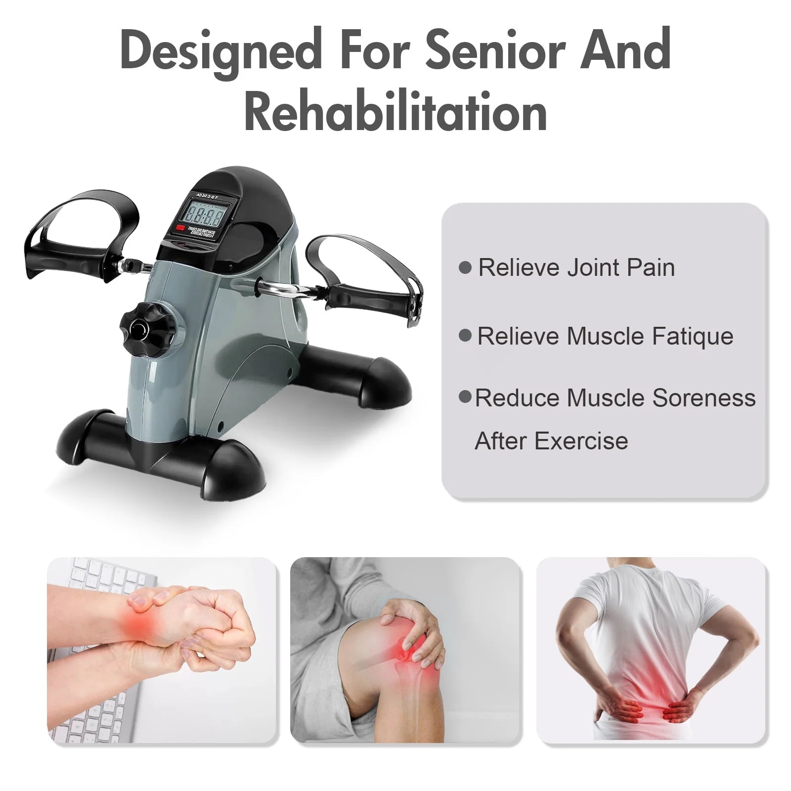 Mini Under Desk Pedal Exerciser Multi-Function LCD Display