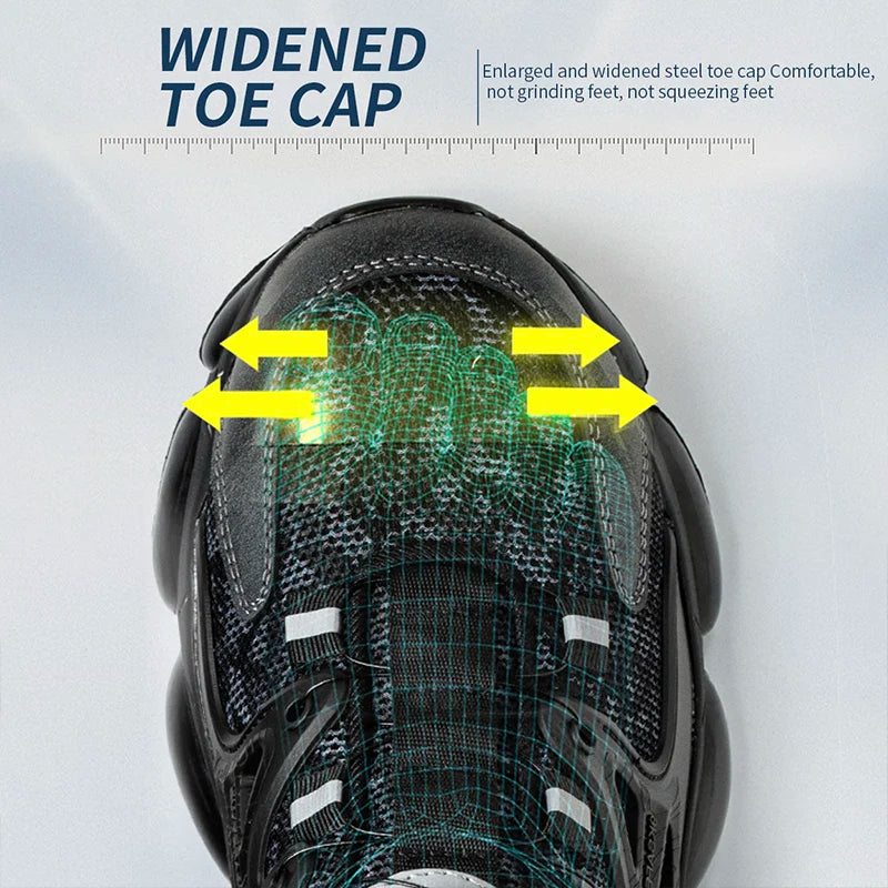 Men's Slack-Stab-Proof Work Shoes With Elastic Buttons And Lace-Up SafetyCompliance