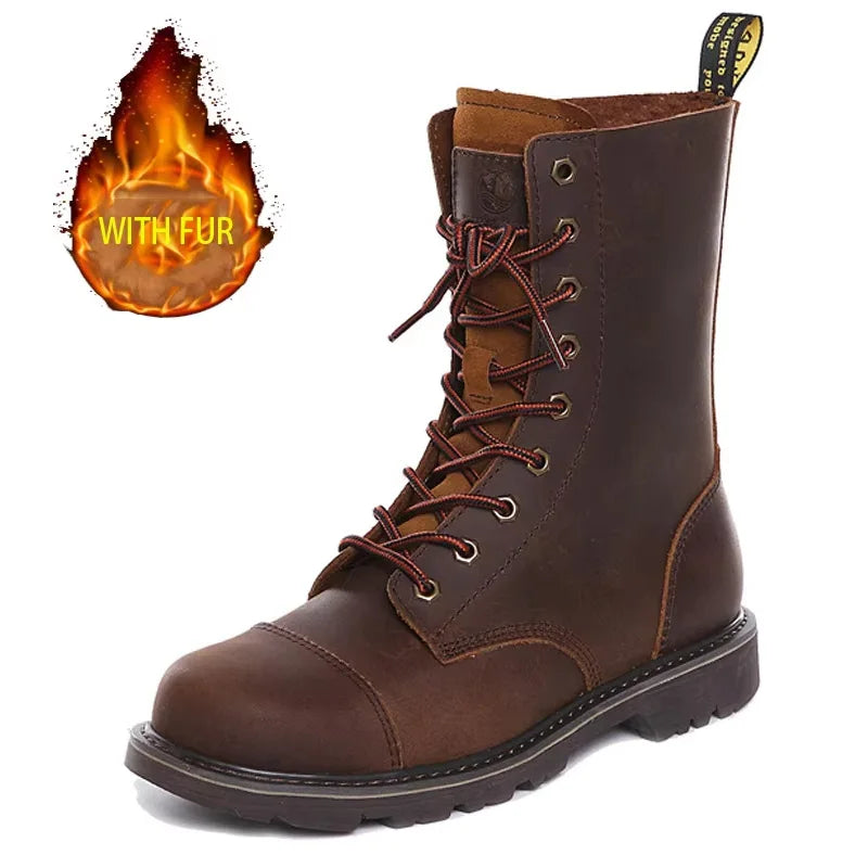 KOWMCN Unisex Cowhide Hiking Shoes Waterproof Tactical Boots