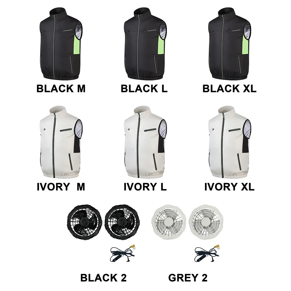 Wearable Cooling Vest Heat Resistant Air Conditioner Clothes Breathable Cooling Fan Vest for Summer Camping Fishing Hiking Work