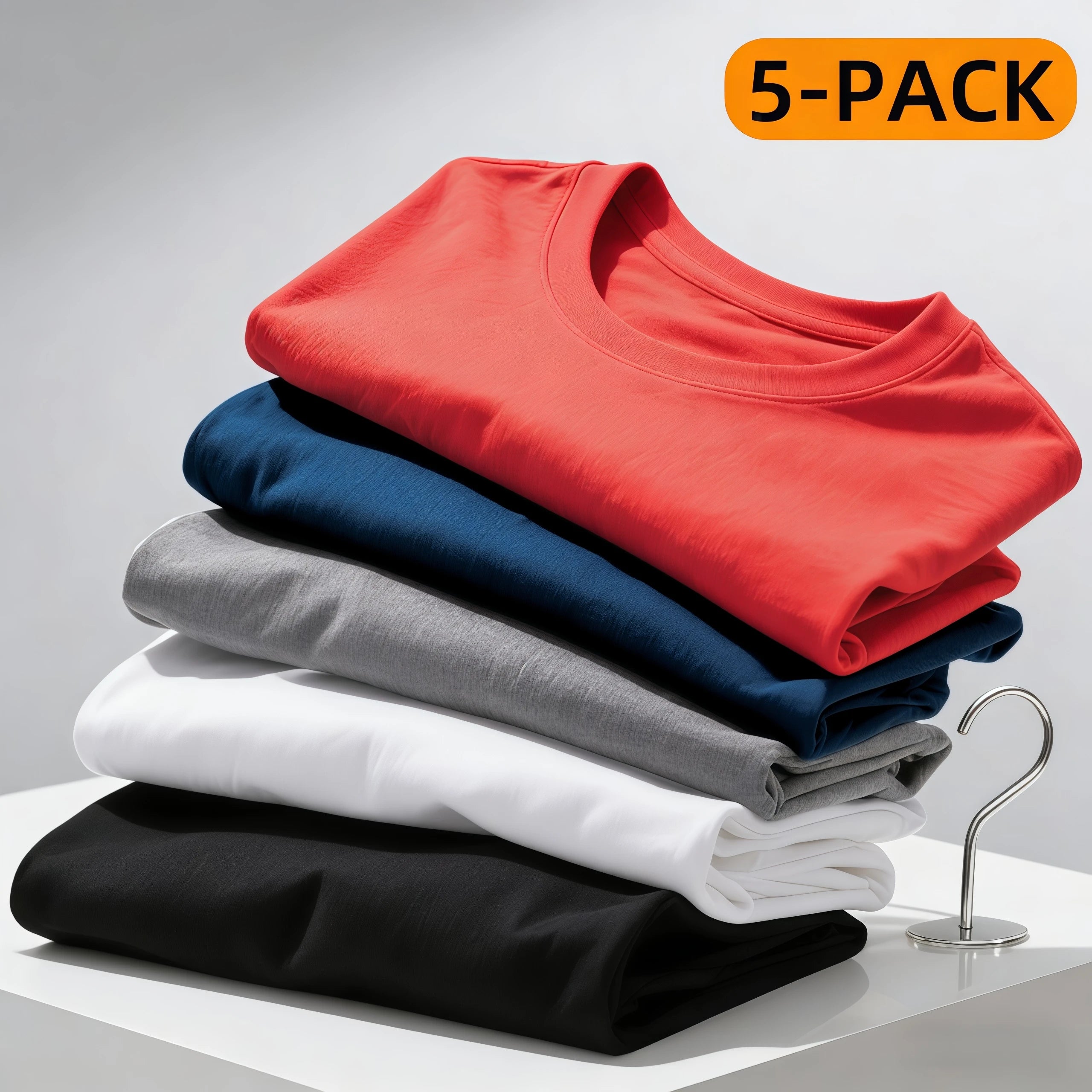 NONECN 5 Pack Men's Leisure Quick Drying Short Sleeve Tee