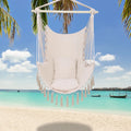 Hanging Rope Hammock Sitting Chair Garden Patio Camping Porch Swing /w 2 Pillows