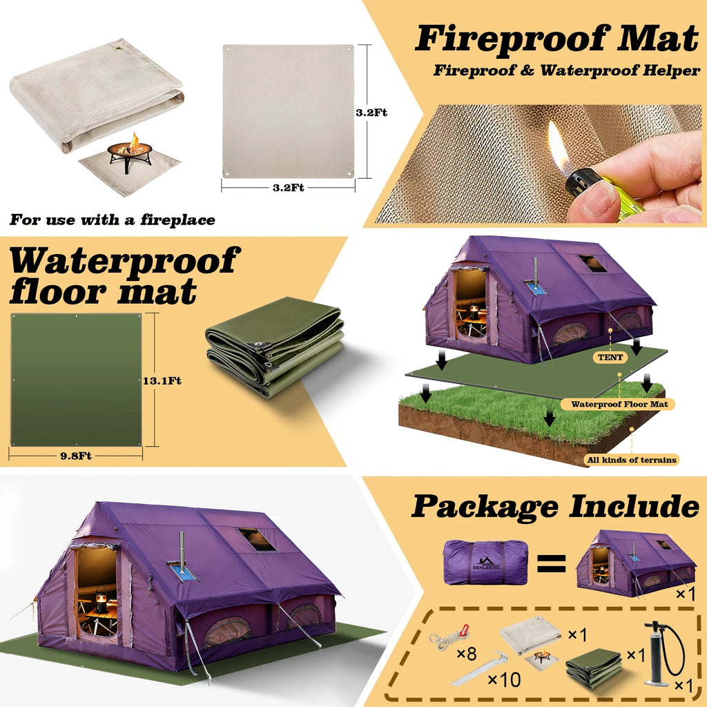 SENLEETO Quick Setup Inflatable Tent Waterproof Family Camping