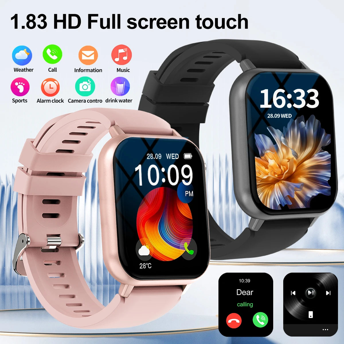 Smart Watch With Wireless Calling Music Messages Custom Watch Face