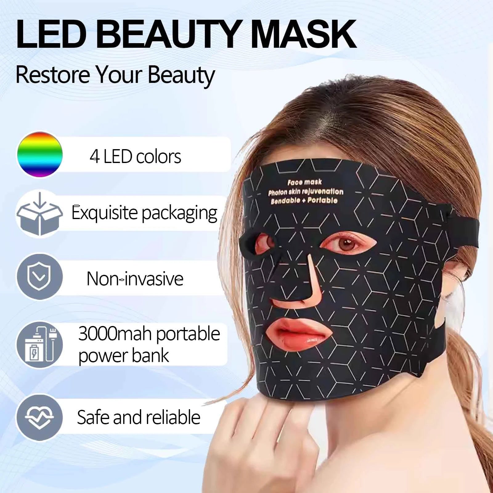 UBilli 4 Modes Portable LED Face Mask Light Therapy