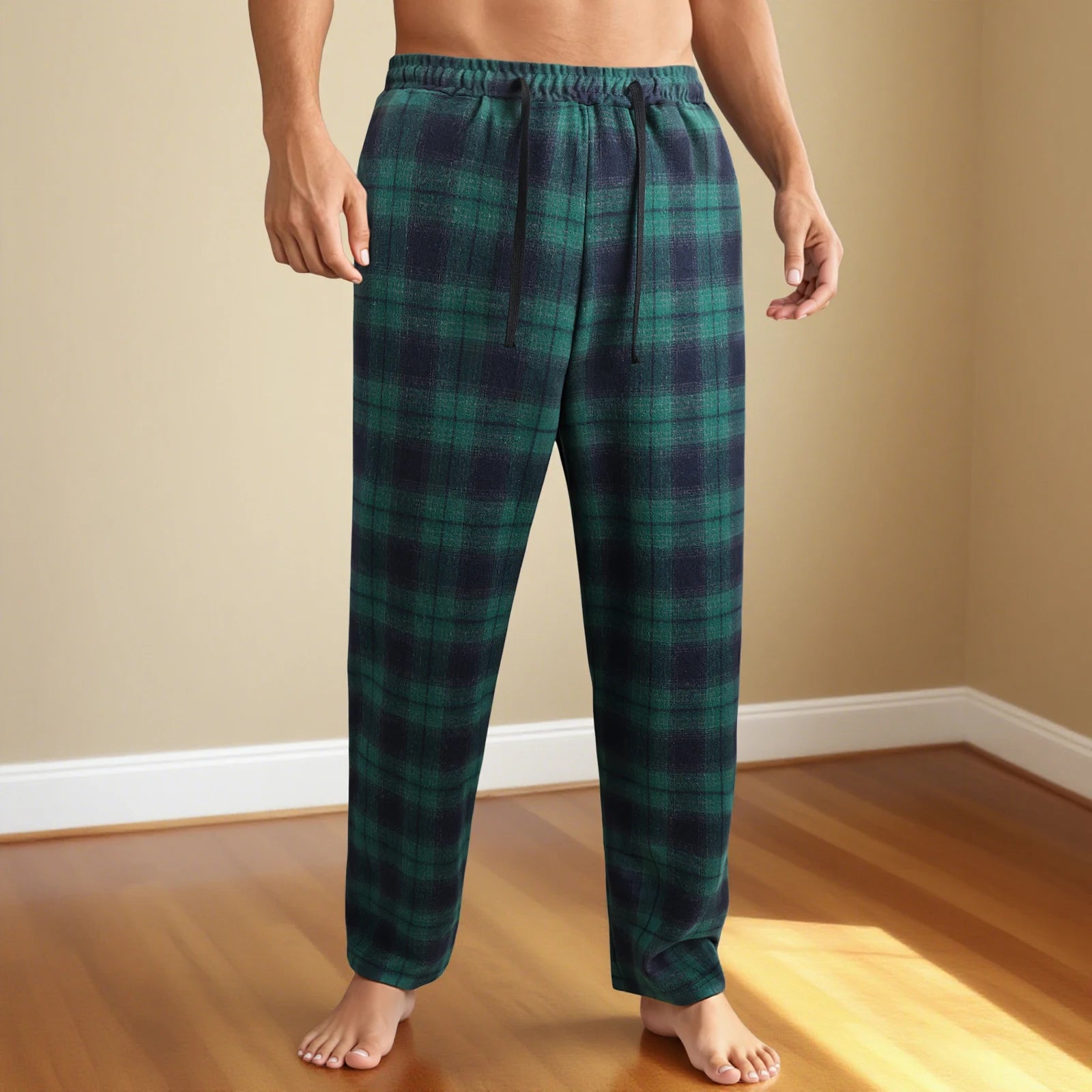 NONECN Men's Checkered Lounge Pants With Adjustable Drawstring Waistband Everyday