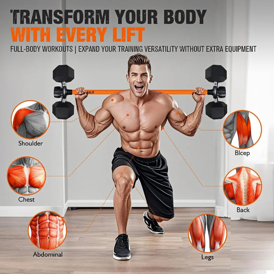 Dumbbell Converter To Barbell Set For Bench Press And More