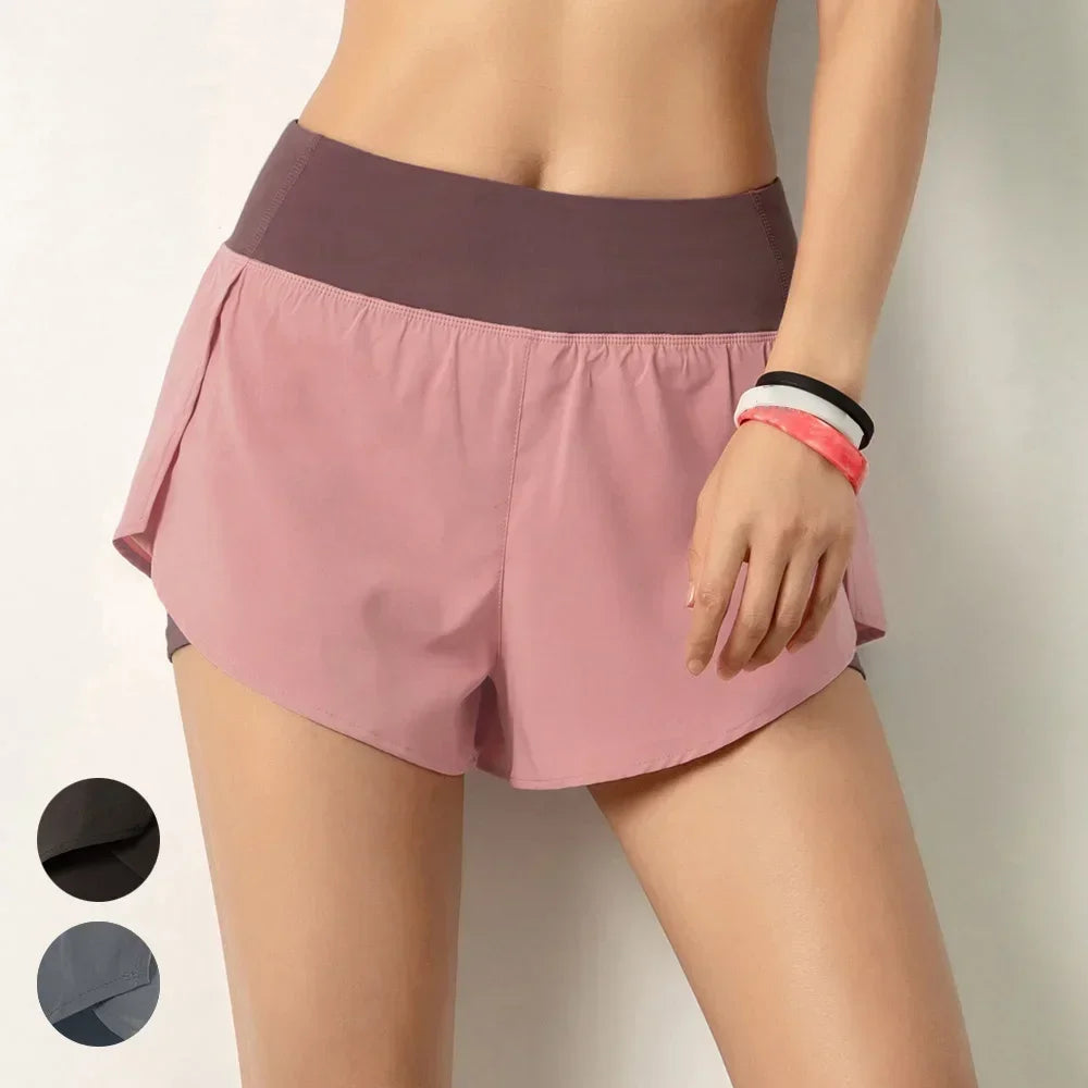 Women Running Shorts Two In One With Pocket And Wide Waistband