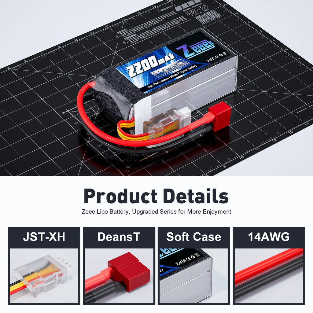 ZEEE 3S 2200mAh Shorty LiPo Battery 11.1V 50C XT60 Plug